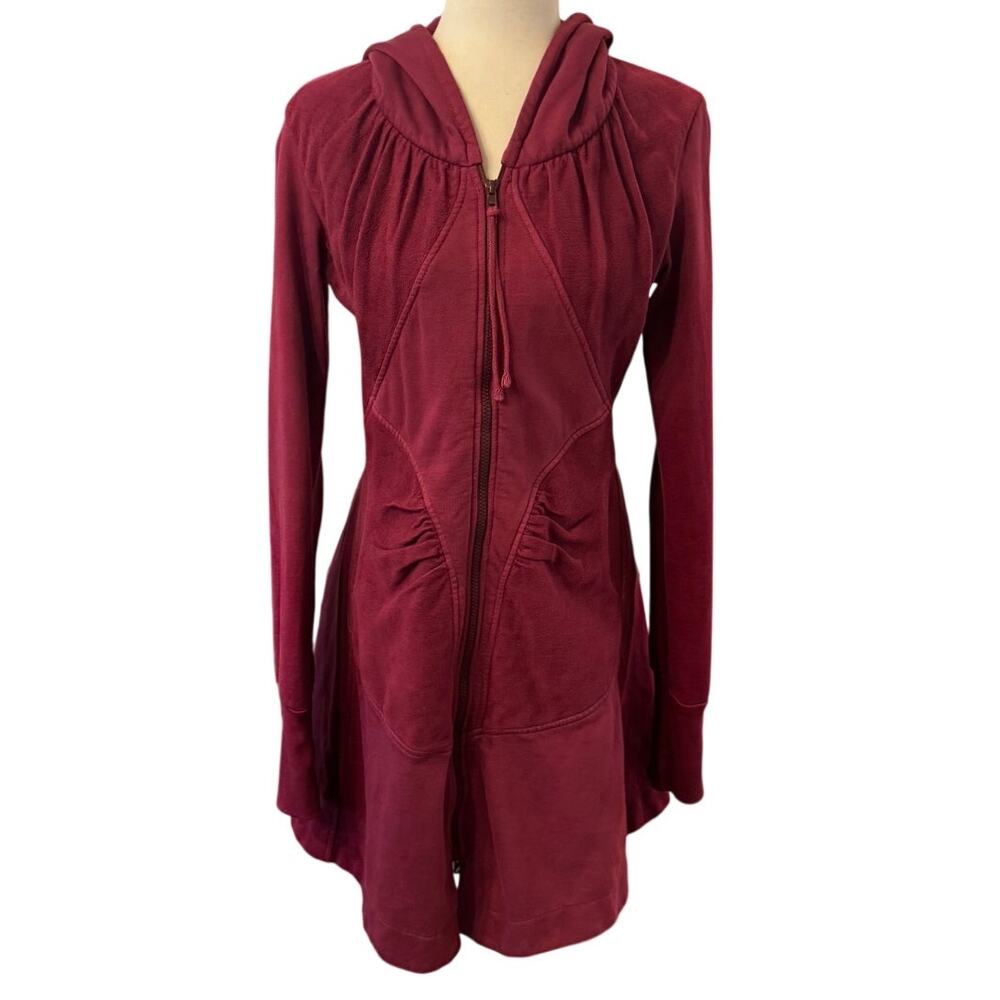 Prairie Underground Long Cloak Hoodie Dahlia Red Zip Jacket Dress Small USA - Picture 1 of 6